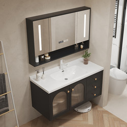 40Th Deep Ceramic Integrated Basin Bathroom Cabinet Combination Ultra-Narrow 40cm Small Apartment Washbasin Cabinet Washbasin Washbasin