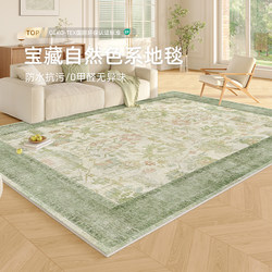 French-Style Carpet for Living Room 2025 New Model, Washable, Wipeable, Waterproof, Stain-Resistant, Green, Light Luxury, High-End Carpet Mat