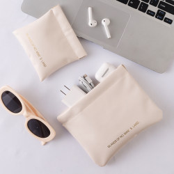 Automatic Closing Storage Bag for Earphones, Data Cables, Portable Charger, Power Bank, and Other Small Items