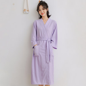 2026 new summer hotel wearable bathrobe women's towel material Korean version water-absorbent and quick-drying customized waffle bathrobe