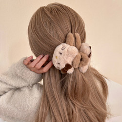 2024 New Cute Plush Double-Sided Kt Cat Hair Clip Large Bun Hairpin Shark Hair Clip for Women Sweet Cartoon Hair Accessory