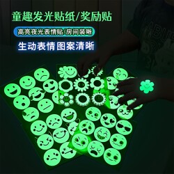 Luminous Switch Label Stickers Bedroom Wall Stickers Cartoon Waterproof Glowing Expression Stickers Fluorescent Creative Decorative Stickers
