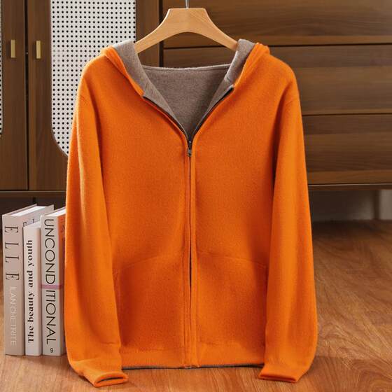 Double -sided can be worn thicker 100%pure woolen kickal shirt jacket Men's autumn and winter new knit sweater connecting sweater outside
