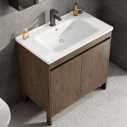 Floor-Standing Ceramic Integrated Washbasin Cabinet Set, Space Aluminum Bathroom Cabinet, Household Washbasin, Bathroom Sink