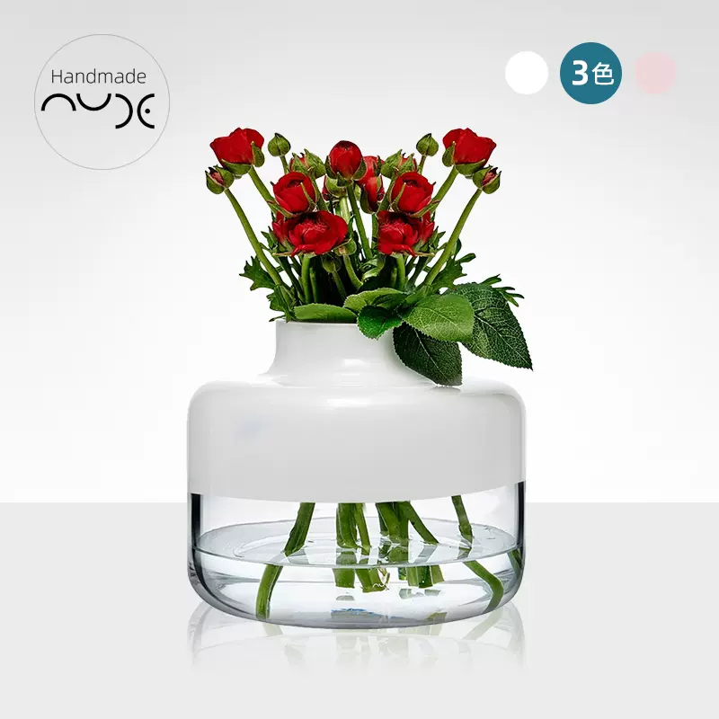 土耳其nude努德简约花瓶玻璃透明摆件客厅家用水培富贵竹百合