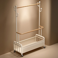 [15% National Subsidy] Natural Wood Style Floor-Standing Clothes Rack, Bedroom Coat Rack, Home Bedside Hanger for Evening Use, Clothes Hanger for Fresh Clothes