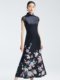 SUSSI/Anti-colored season new product mall same black printed fish tail modified cheongsam skirt dress for women
