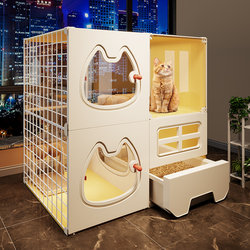 Cat Cage Indoor Home Use Extra-Large Free Space One Bedroom One Living Room One Bathroom Cat Villa with Toilet Cat Nest Cat House
