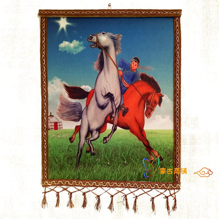 モンゴルフェルト絵画 チンギス・ハン クラフト 壁飾り - 内モンゴル様式
