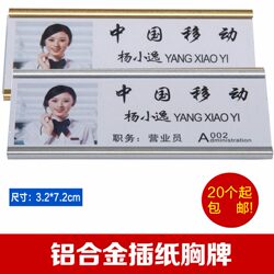 High-End Metal Aluminum Alloy Work Badge, Replaceable Paper-Insert Type, Employee Badge Pin, Hotel Name Badge 72X32Mm