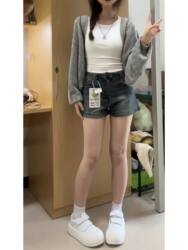 High-Waisted Denim Shorts for Women, Summer 2026 New Style, American Retro High Street Wide-Leg Slimming Hot Pants, A-Line Shorts