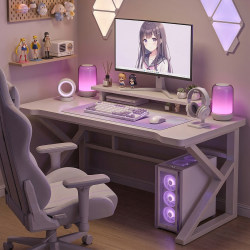 E-Sports Girl White Computer Desk E-Sports Desk Girls' Bedroom Home Gaming and Study Dual-Purpose Desk Simple Table