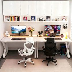 Double-Person Desktop Computer Desk for Home Use, 2m Long Desk, Simple Office Desk and Chair, Bedroom Couple Gaming E-Sports Table