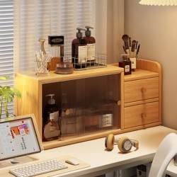 Desktop Storage Box, Cosmetics Table Organizer, Dressing Table Skincare Storage Cabinet, Dustproof Lipstick Small Cabinet