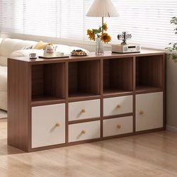 Bookcase for Bedroom, Bedside Storage Cabinet, Semi-Enclosed Cabinet Against the Wall, Kindergarten Toy Storage Cabinet, Bookshelf