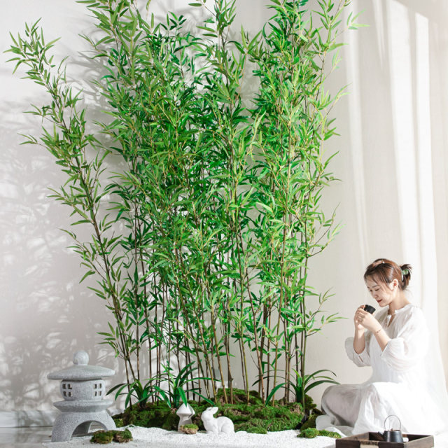 Simulated plants, fake bamboo, indoor and outdoor floor-standing Zen decorative partitions, screens, green plants, potted plants, landscaping, landscape ornaments
