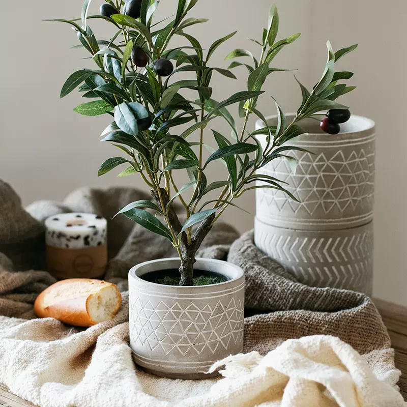 七茉 创意多肉植物花盆水泥盆现代简约大小号装饰盆栽花器