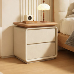 Solid Wood Bedside Table, Natural Wood, Cream Style, Home Bedroom, 2025 New Model, Vintage High-End Feel, Small Bedside Storage Cabinet