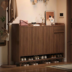 Vintage-Style Entryway Shoe Cabinet, Home-Use Solid Wood Storage Cabinet, Integrated Wall-Mounted 2026 New Model, High-End Shoe Rack