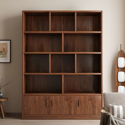Solid Wood Bookcase, Storage Cabinet, Integrated Wall Cabinet, Floor-Standing Storage Rack, Home Bookshelf, Multi-Layer Display Rack, Storage Cabinet