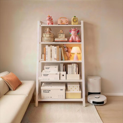 Solid Wood Bookshelf, Ladder-Shaped Storage Rack, Floor-Standing Multi-Layer Storage Shelf, Simple Storage Rack for Home Living Room, Integrated Against the Wall