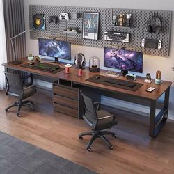Home-Use Double-Seat Gaming Desk, Simple Modern Desktop Computer Desk, Long Table for Bedroom, Simple Study Room Office Desk