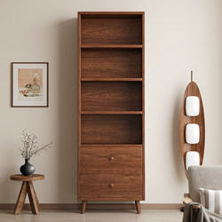 Solid Wood Bookcase Integrated Against the Wall, Home Bookshelf, Storage Rack, Floor-Standing Living Room Multi-Layer Storage Cabinet, Storage Display Cabinet