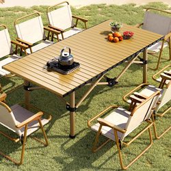 Outdoor Portable Folding Table, Camping Table and Chairs, Camping Egg Roll Table, Rectangular Table for Night Market Stalls