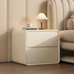 Cream-Style Bedside Table 2025 New Modern Minimalist Bedroom Bedside Cabinet Solid Wood Storage Cabinet Simple Storage Cabinet