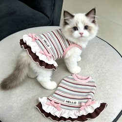 Striped Vest Dress for Kittens, Summer Pet Clothing, Cat Clothes, Vest Dress for Ragdoll Cats and Golden Shaded Cats