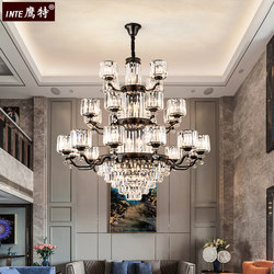 Duplex Villa Large Chandelier Living Room Lamp Crystal Mezzanine Light Luxury Grand Hall High Ceiling Modern Minimalist