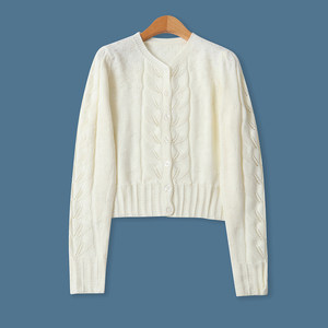 
Hollow thin sweater autumn new foreign trade women's versatile single-breasted slim long-sleeved knitted cardigan 18846