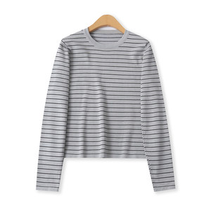 
Thin knitted sweater spring new foreign trade women's versatile slimming elastic long-sleeved round neck bottoming shirt 20043