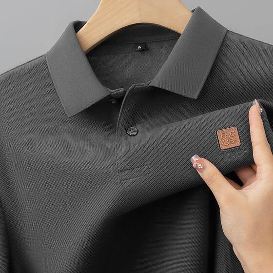 
Light luxury new high-end polo shirt men's autumn and winter new men's long-sleeved lapel T-shirt loose casual bottoming shirt