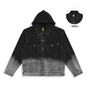 
Shopping Mall (Bird) Spring Men's Denim Jacket Fake Two-Piece Hooded Removable Loose Jacket C1117/G9