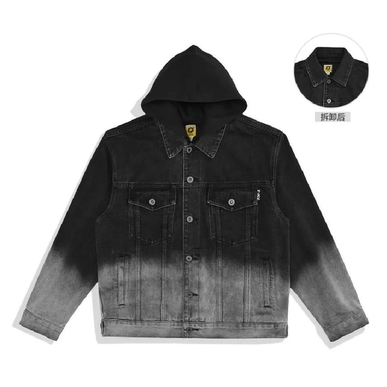 
Shopping Mall (Bird) Spring Men's Denim Jacket Fake Two-Piece Hooded Removable Loose Jacket C1117/G9