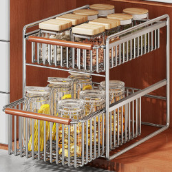 Kitchen under-sink storage rack in the cabinet, layered rack, countertop storage bowl rack, multi-functional dish pull-out storage rack