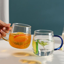 Heat-Resistant Lead-Free Glass Cup Food-Grade High-Potassium Silicon Transparent Household Drinking Water Tea Cup with Handle Mushroom Cup