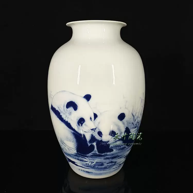 景德镇陶瓷器名家王剑作品青花釉中彩琴棋书画花瓶收藏装饰摆件