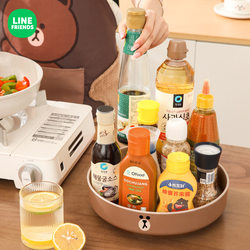 Line Friends condiment storage rack Brown Bear rotating Coni Rabbit soy sauce bottle storage box Sally Duck Qiu Ke
