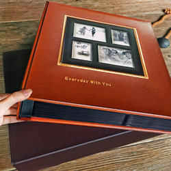Leather Photo Album, Large Capacity, 6inch Pages, 5-Page Insert Type, Family Retro Mixed Style, Baby Style, Children's Keepsake