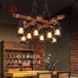 Zhongshan Lighting Factory Direct Sales 2023 Internet-Famous Creative Branch-Shaped Vintage Hemp Rope Green Restaurant Mid-Century Art Pendant Light