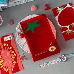Original Tomato A6Per A7 Loose-Leaf Pvc Planner DIY Journal Collage Small Card Storage Binder Loose-Leaf Notebook