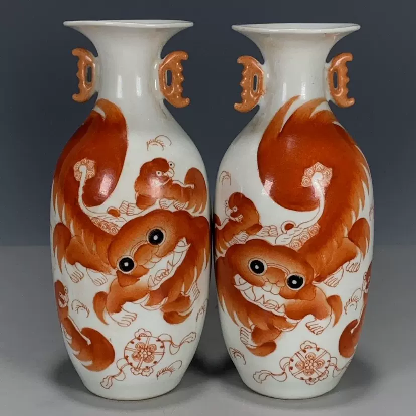 中国美術 古玩 红釉雙耳花瓶 置物 中国美術 古玩 红釉雙耳花瓶 置物 中国美術 古玩 红釉雙耳