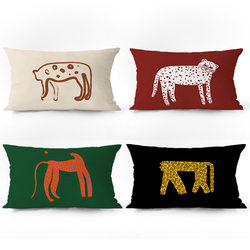 Nordic Niche Animal Leopard Fortune Long Rectangular Pillow Sofa Living Room Velvet Lumbar Pillowcase Cushion Pillow