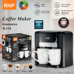 Raf European Standard Coffee Machine Small Semi-Automatic Household Drip American Coffee Machine Double Cup Automatic Moka Pot