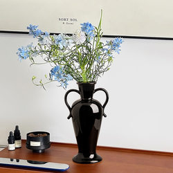 Aniique Jingdezhen Simple Soft Decoration Home Decor Double-Eared Ceramic Vase Flower Arrangement Tabletop Living Room Ornament