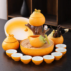 2025 New Model Kung Fu Tea Set for Home Use, Ceramic Teapot and Teacups, Automatic Tea Brewing Device for Lazy People, Small Tea Tray