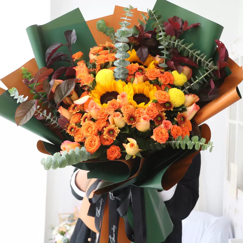 向日葵情人节洋甘菊北京鲜花同城送花天津毕业季速递送老师花束