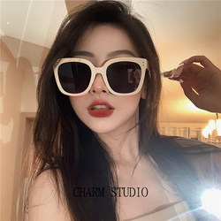 Retro Jennie Style Milky White Sunglasses for Women, Summer Beach Vacation Square Large Frame Street Style Sunglasses